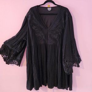 Arula Black Lace V Neck Mini Dress Tunic